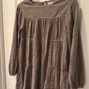 Zara Kids Brown Checkered Casual Dress